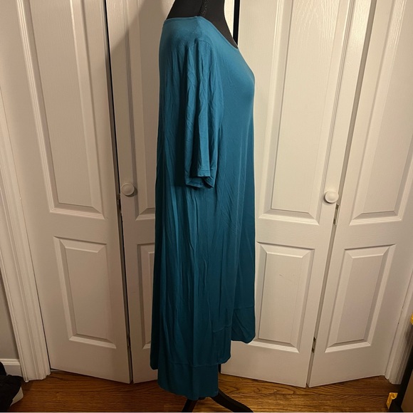 Eileen Fisher Turquoise stretch t-shirt dress Sz XL Minimalist Designer  Long - Picture 3 of 6
